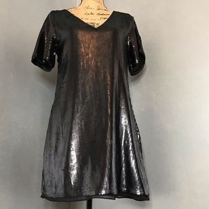 AS by DF Geneva Black Sequin Shift Dress - Small